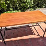 Metal and wood dining table for 6/8 people 145 cm vintage
