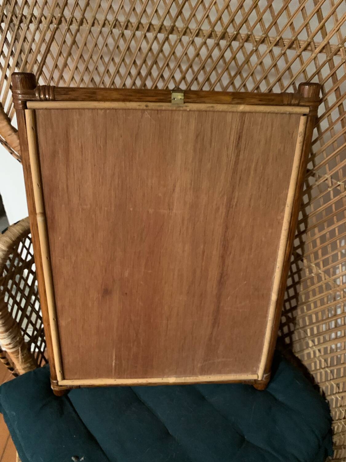 Miroir d’époque bois et rotin