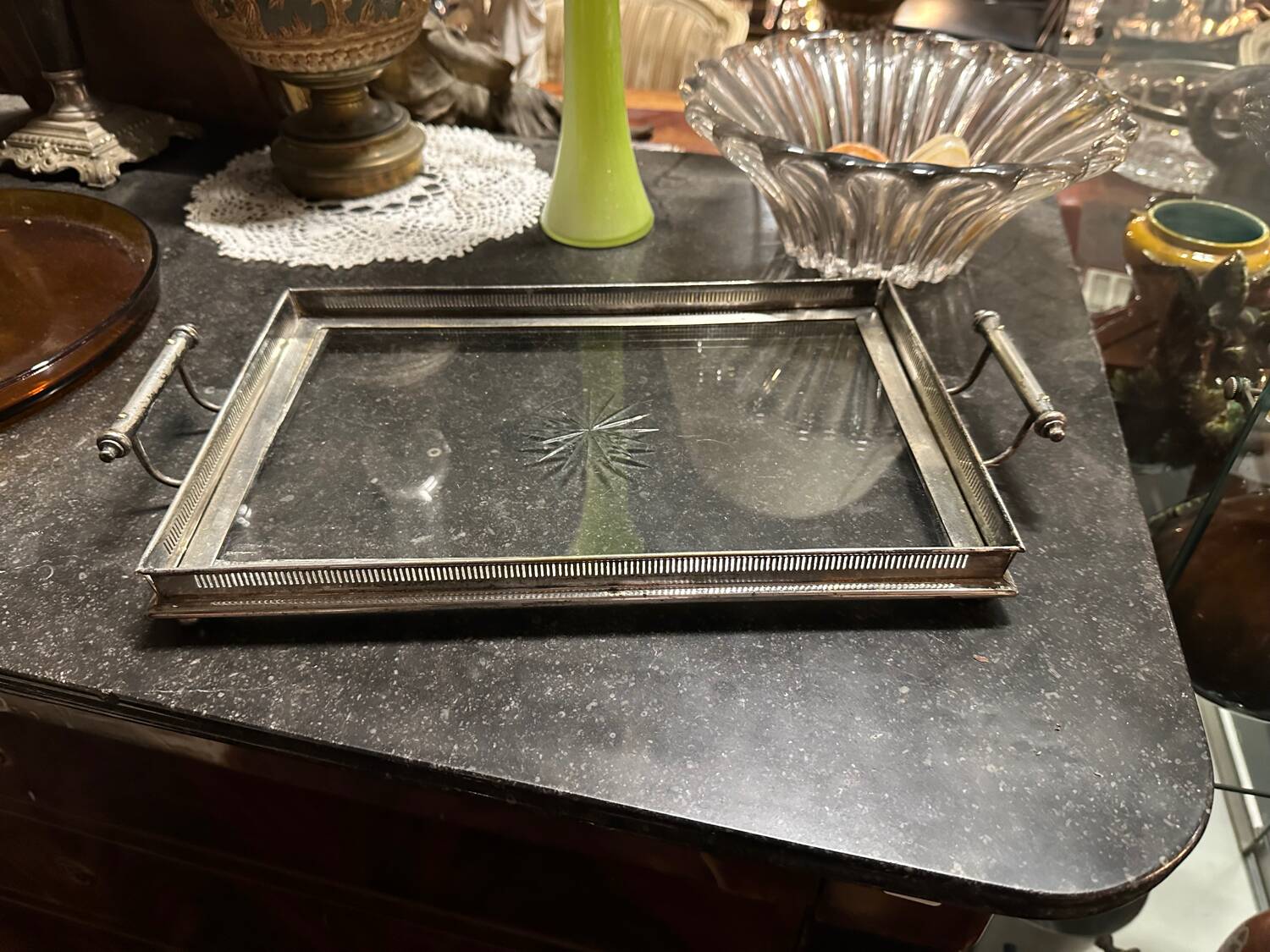 Silver metal tray