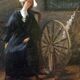 Early 19th-Century Portrait of a Woman and a Spinning Wheel
