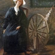 Early 19th-Century Portrait of a Woman and a Spinning Wheel