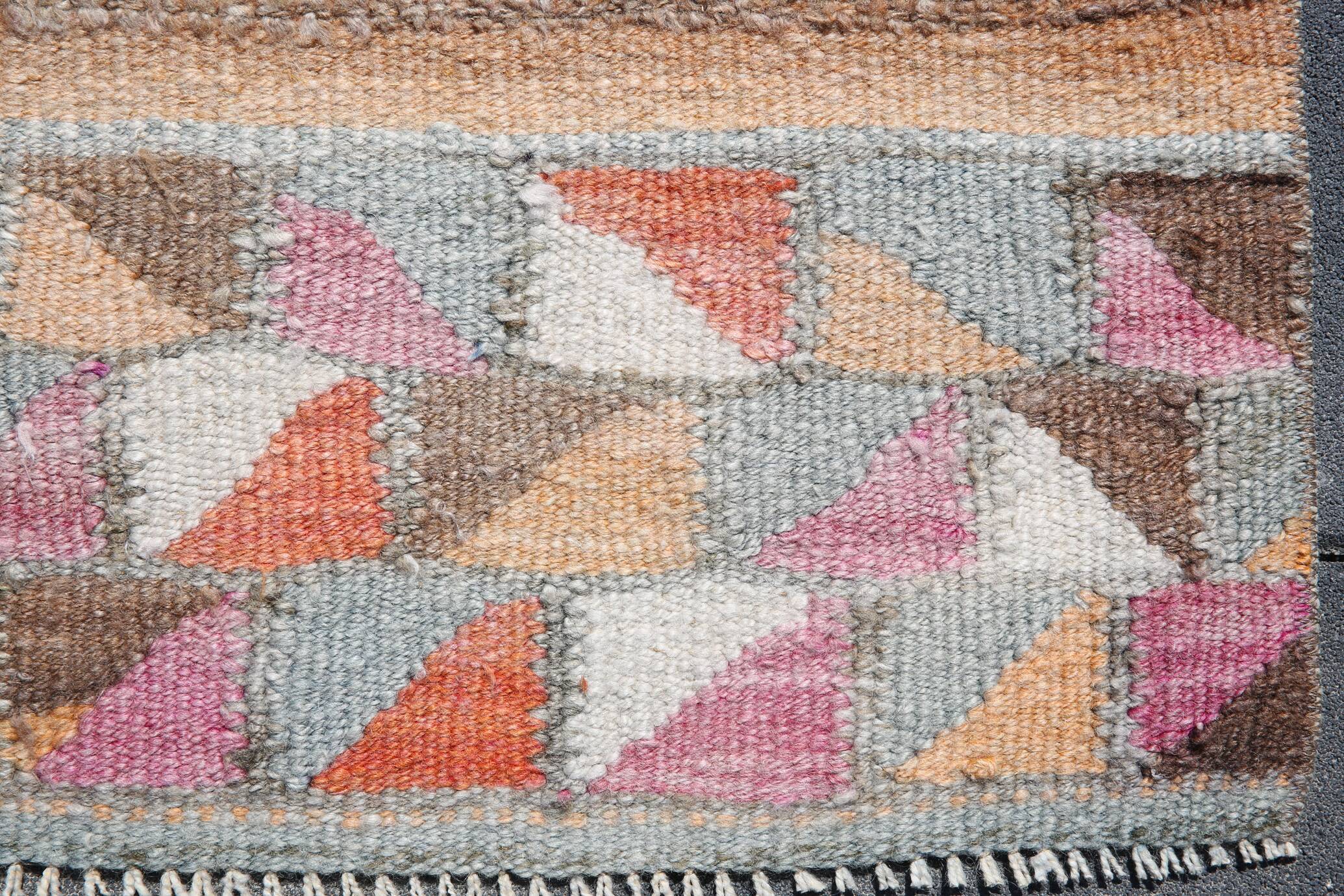 Colorful Vintage Runner Rug, Soft Pink Handmade Hallway Carpet, 82x334 Cm
