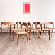 Set of 10 chairs 71 in teak by Niels O. Møller, JL Moller, Mid Century
