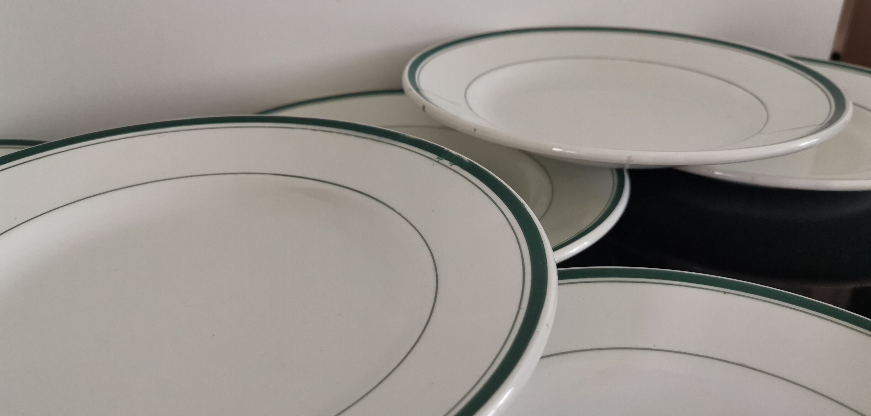 2 x 6 assiettes plates Moulin Des Loups Hamage liseré vert