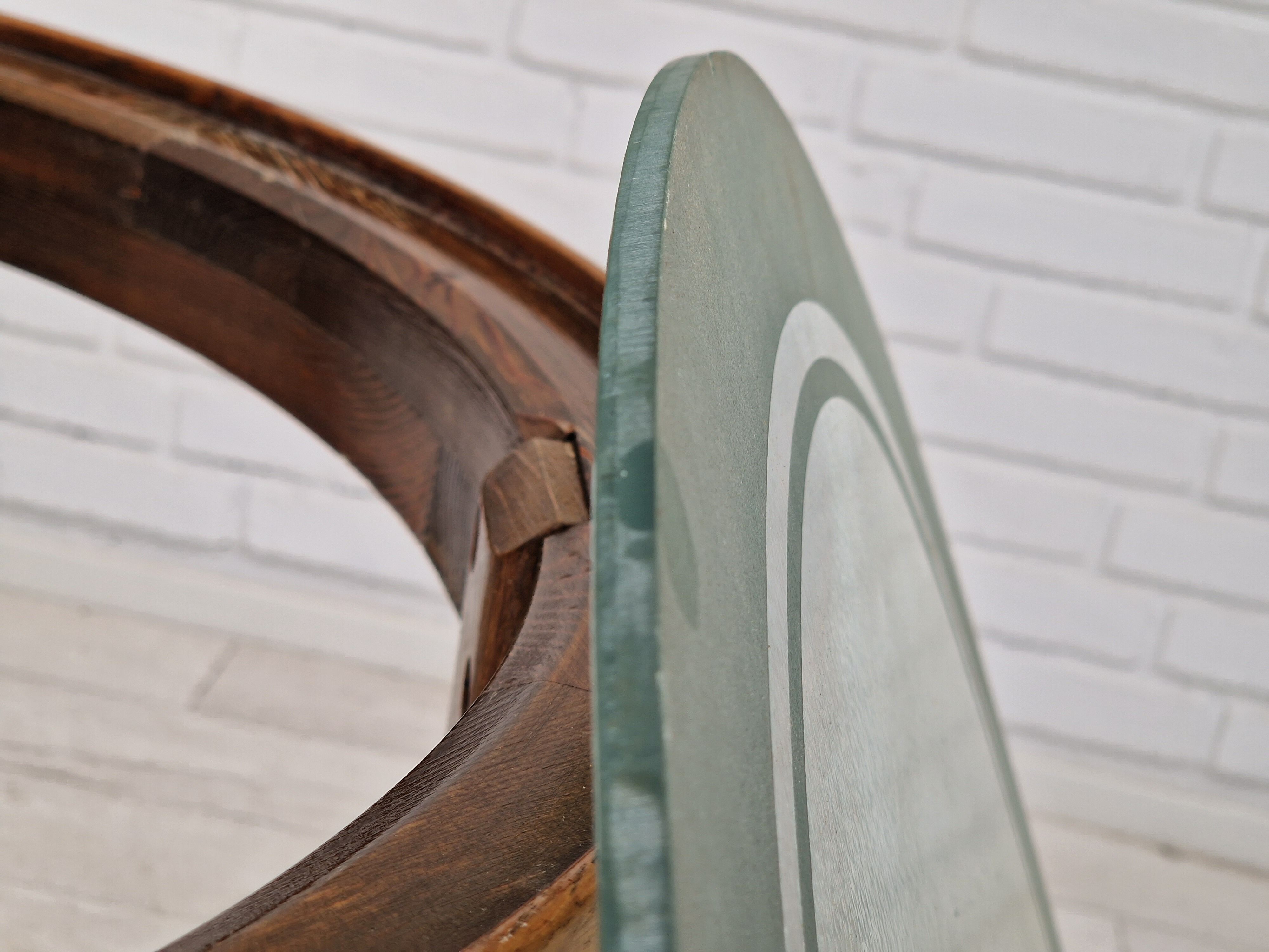 1950s, danish design, coffee table, glass, oak wood, original condition.
