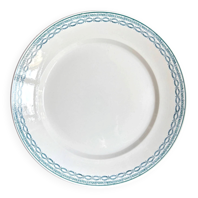 Grand plat rond St Amand en terre de fer bleue