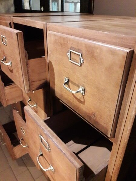 Former furniture of notary in oak 12 drawers 1930