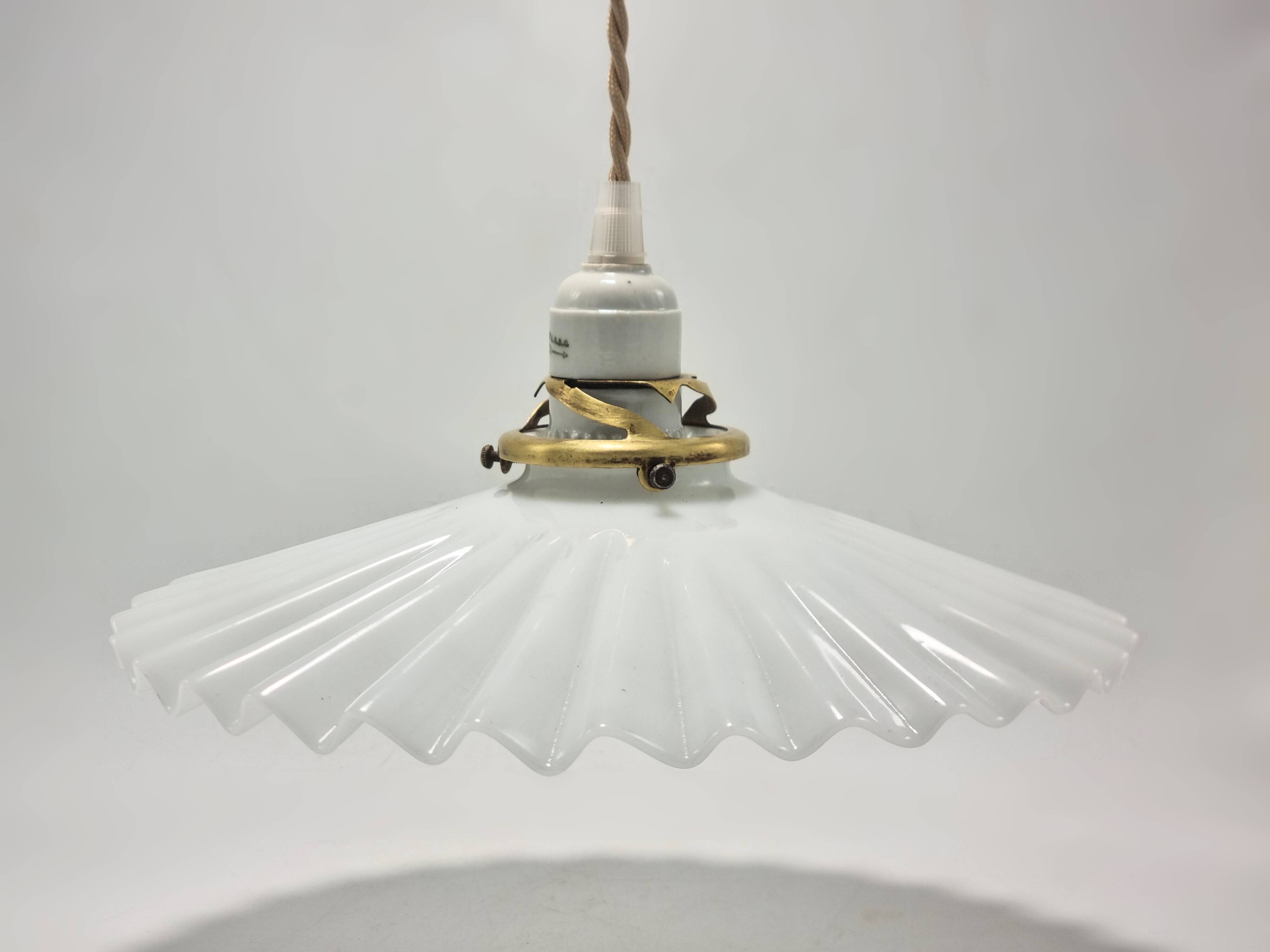 Opaline glass pendant light