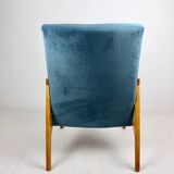 Czech Model Armchair attributed to Jiri Jiroutek in ocean blue, 1970s