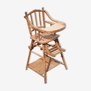 Chaise bébé bois vintage, chaise haute bois, chaise modulable, ancienne, boulier, cuisine, déco