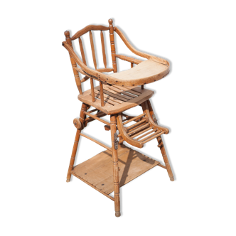 Chaise bébé bois vintage, chaise haute bois, chaise modulable, ancienne, boulier, cuisine, déco