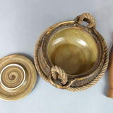 Ceramic set of soup tureen and plates Potier de l'Abbaye 1960 - 11 pieces
