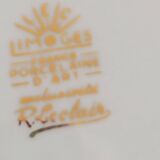 6 Limoges France dinner plates. White, matte gold edging. R; Leclair.