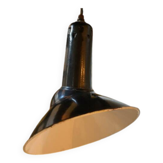 old asymmetrical enameled industrial pendant light