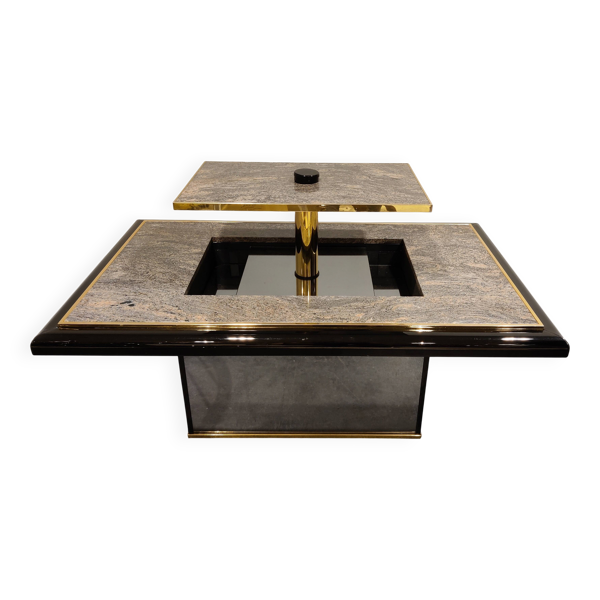 Table basse bar cachée vintage par Fedam, années 1980