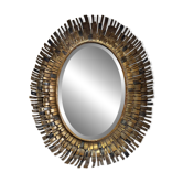 Miroir brutaliste en laiton attribué à Curtis Jere des années 70