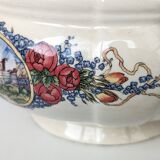 Earthenware tureen from sarreguemines obernai model illustrated by henri loux