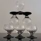 6 small retro smoked burgundy stemmed glasses
