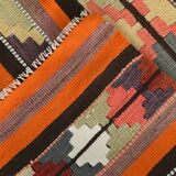 Pink & Brown Turkish Vintage Kilim Runner Rug, 77x387Cm