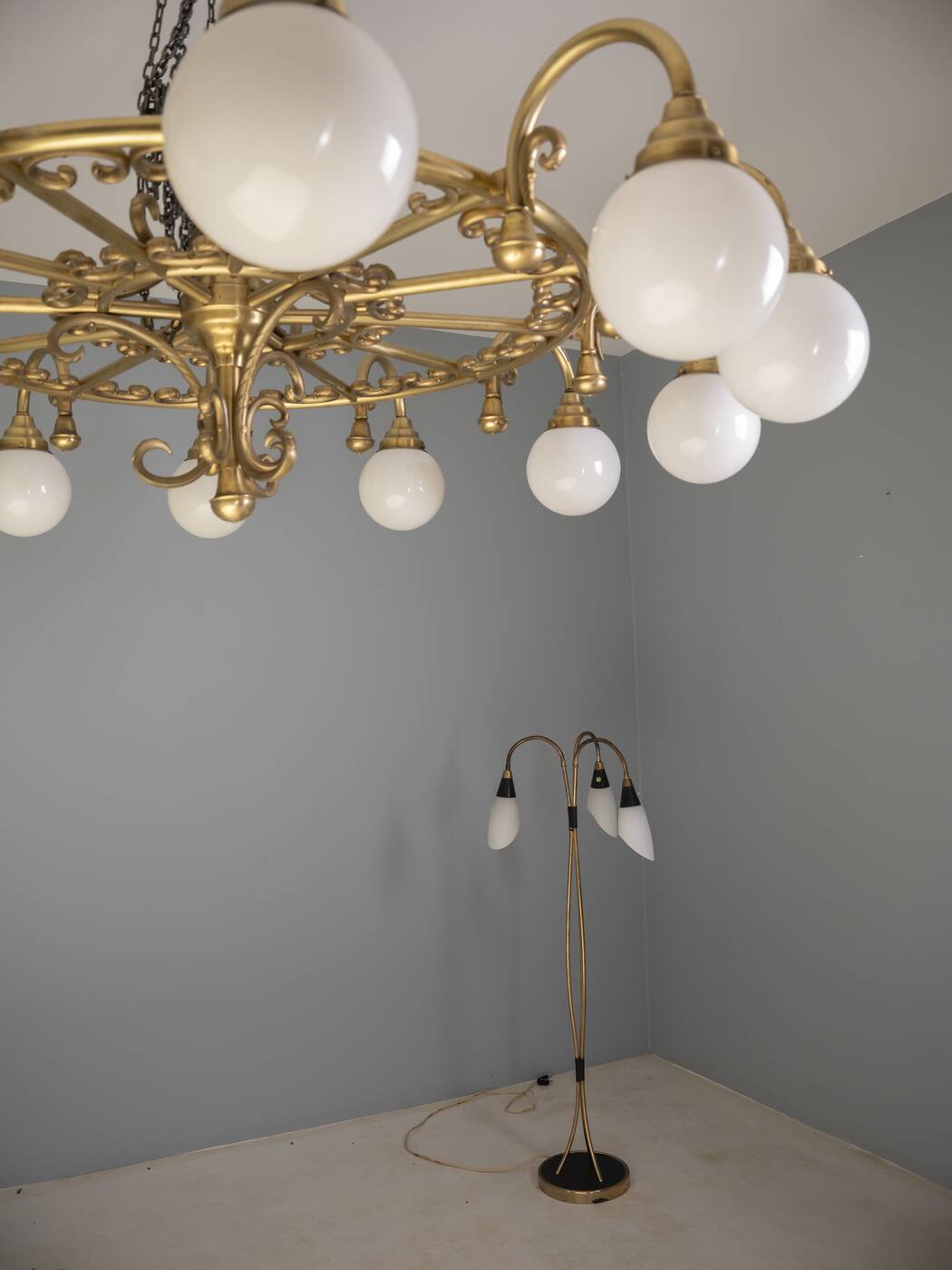 Decorative brass chandelier, 1980s