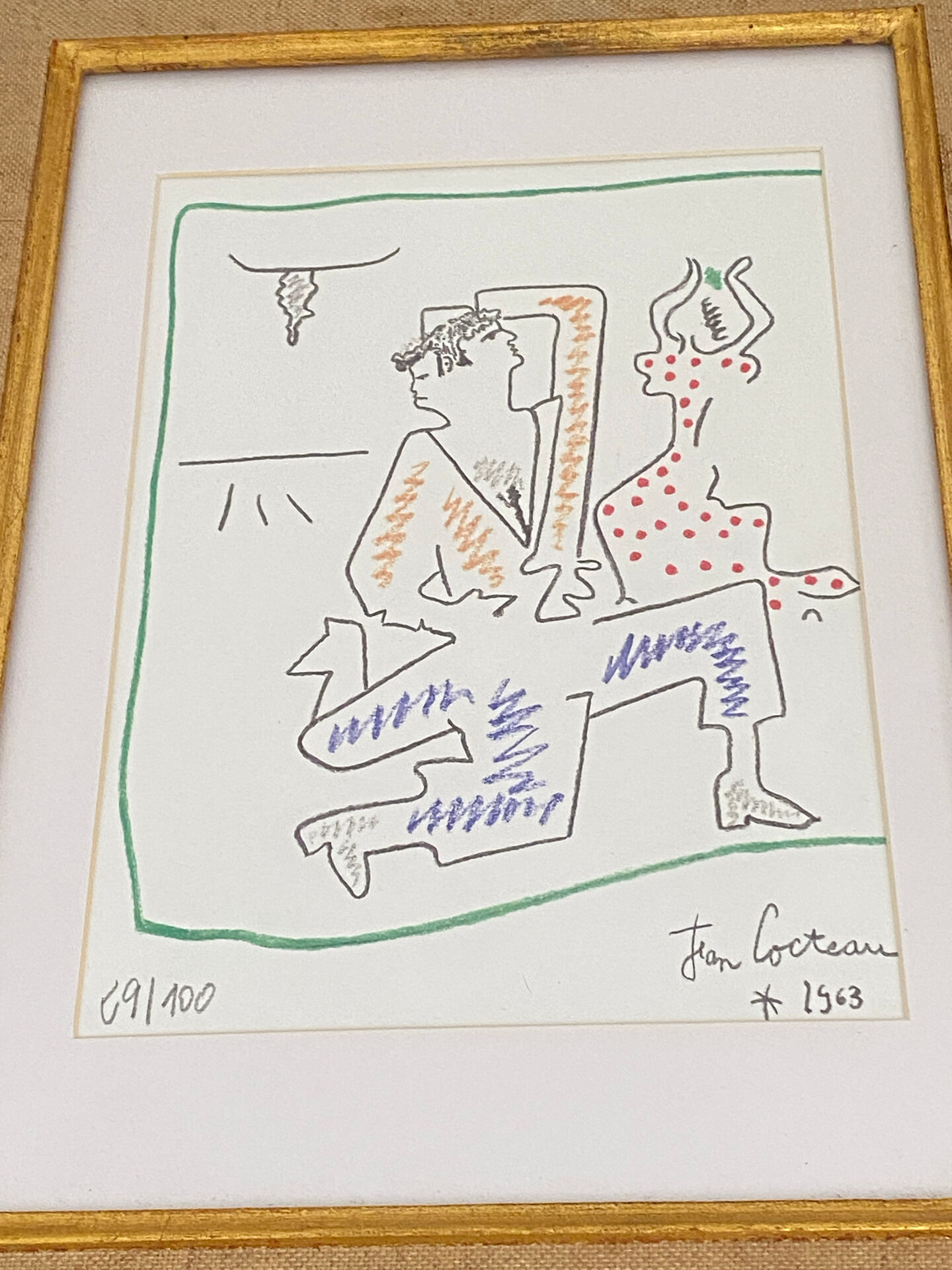 Lithograph "Flamenco Dancers" Jean Cocteau
