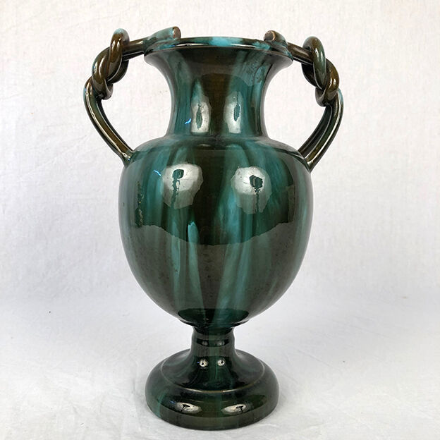 Clément Massier Golfe Juan vase with braided handles in glazed earthenware
