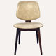 Set of 4 teak dining chairs in off white skai leather,  dutch 1950-60s