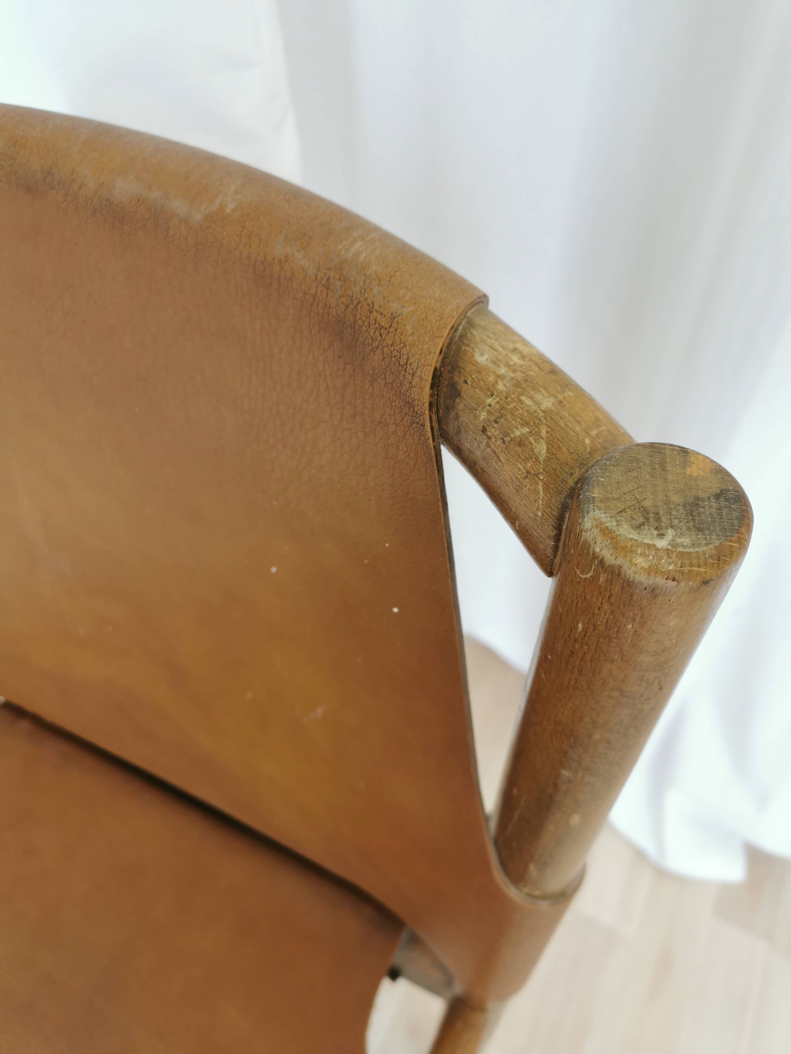 Vintage Janez Lajovic Leather Dining Chair: Mid-Century Modern 1980s