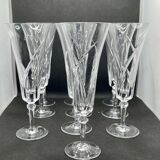 Series of 10 champagne flutes in Sèvres crystal Niagara model of the 50s