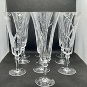 Set of 10 crystal champagne flutes from Sèvres, Niagara model from the 1950s.