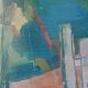 Oil painting on canvas signed Besacier — colourful village landscape