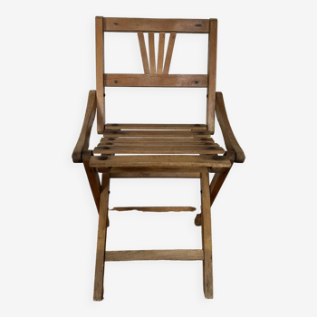 Petit fauteuil pliant en bois pour enfant ou poupée 1930-1940