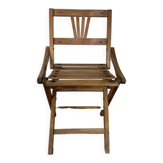 Petit fauteuil pliant en bois pour enfant ou poupée 1930-1940