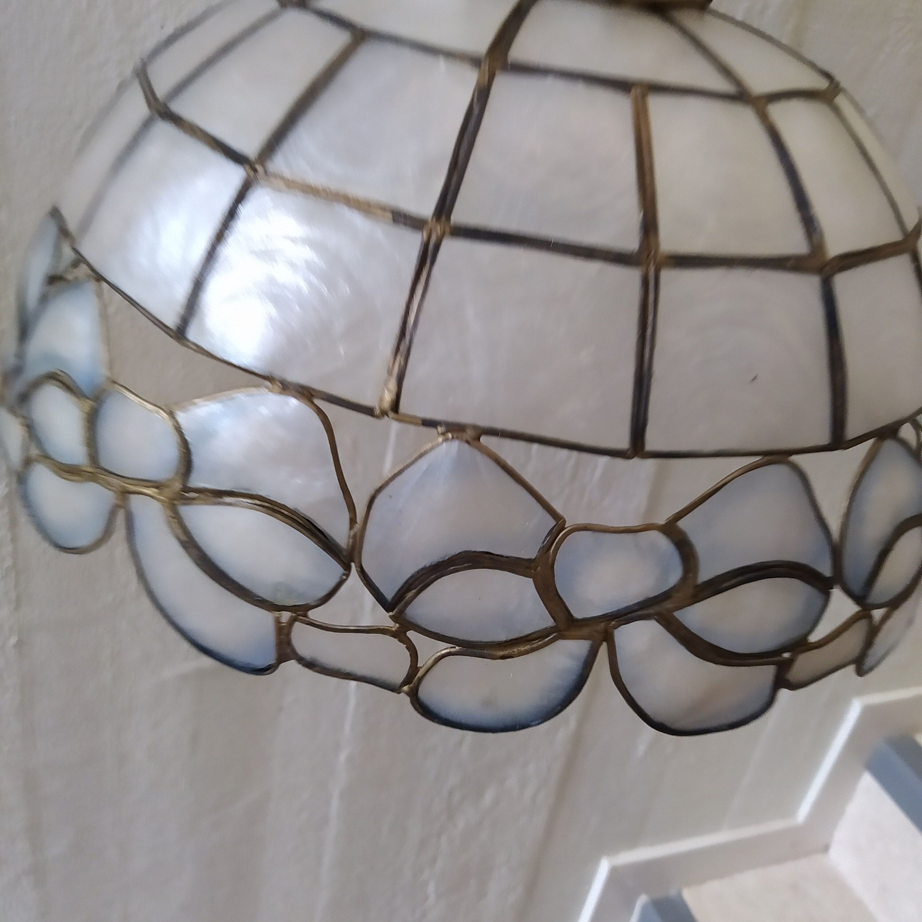 Mother-of-pearl and brass lamp