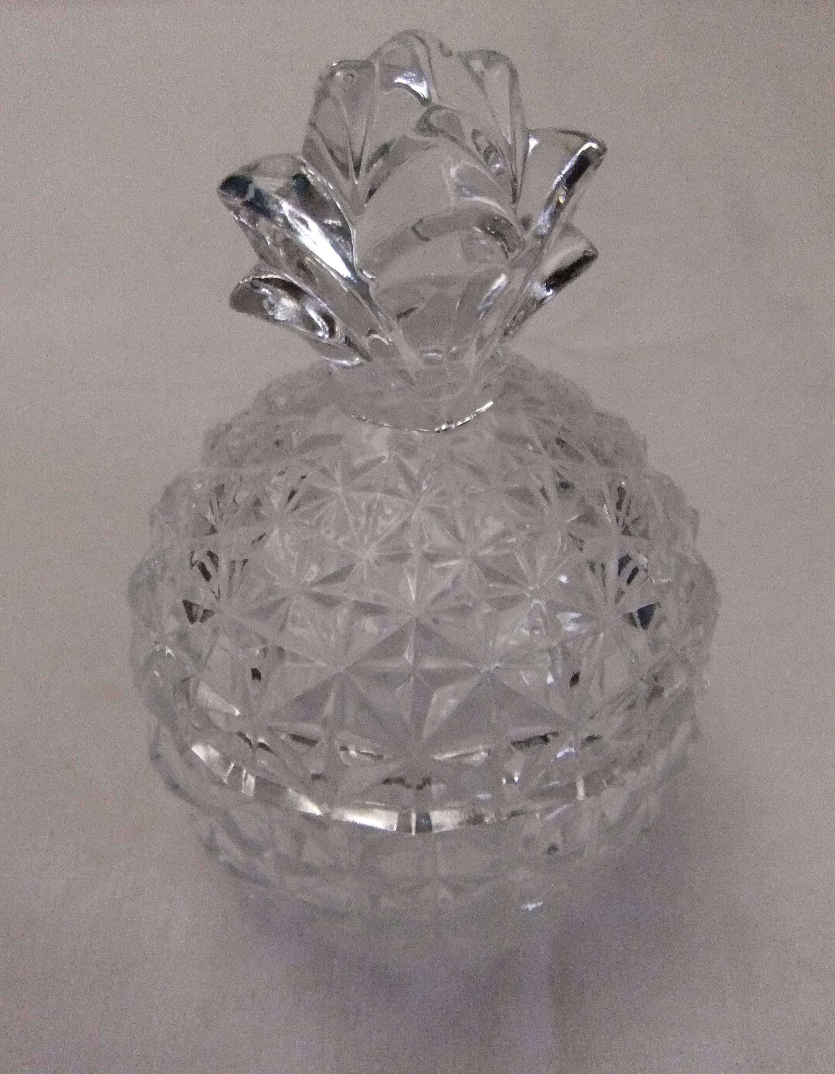 Bonbonnière en cristal ananas vintage sucrier pot couvert