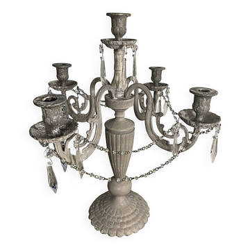 Antique patinated chandelier with pendants
