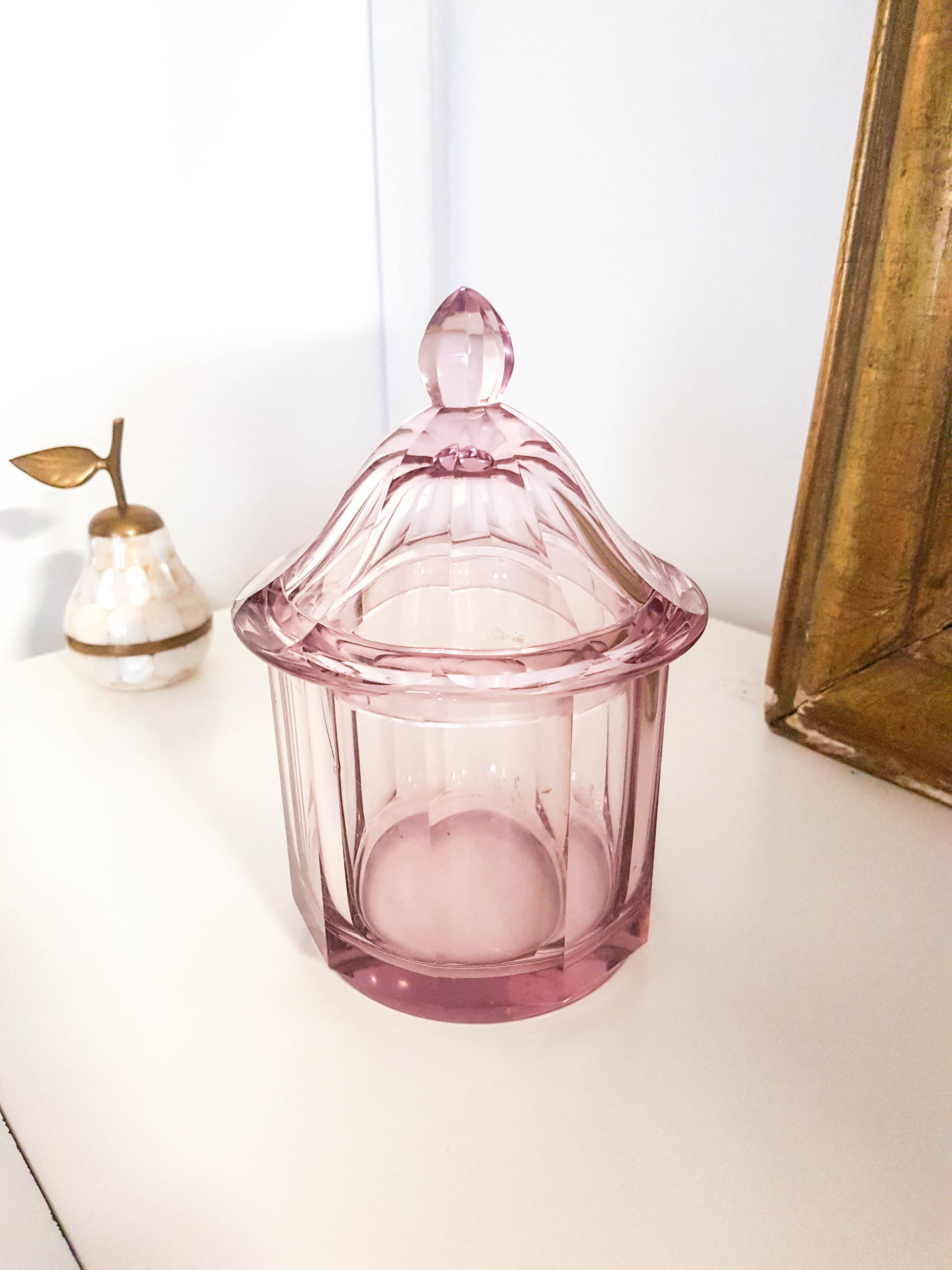 Candy pot in vintage purple glass