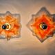Pair of Murano Mazzega wall lights, orange frosted glass, Italy, 1970