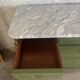Louis XVI style olive green commode with marble.
