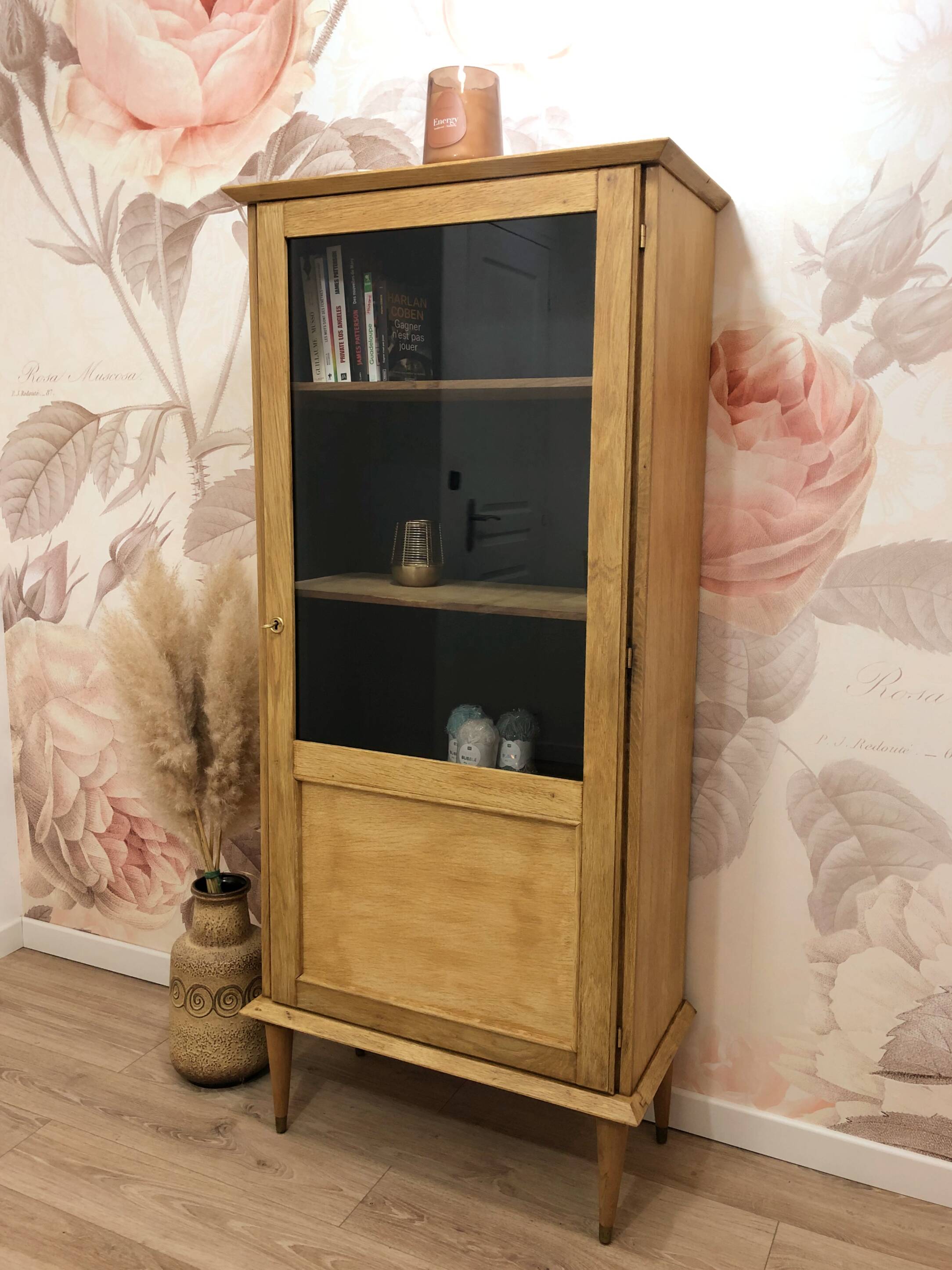 Vitrine vintage en chêne