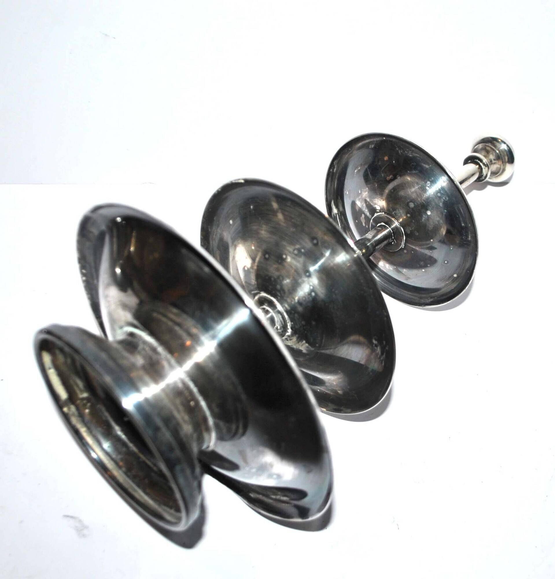 Vintage silver metal tray - pedestal table display for sweet cakes Hotel Buffet H29cm