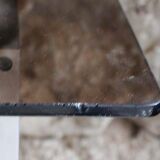 Table aluminum base and vintage glass top