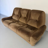 Cosy 3-seater sofa, convertible, French design from the 70s, vintage.