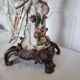Parrot Candle Holder, Enameled Porcelain and Bronze, Late 19th Century
