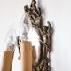 Pair of old French wall lights with beveled mirror and putti