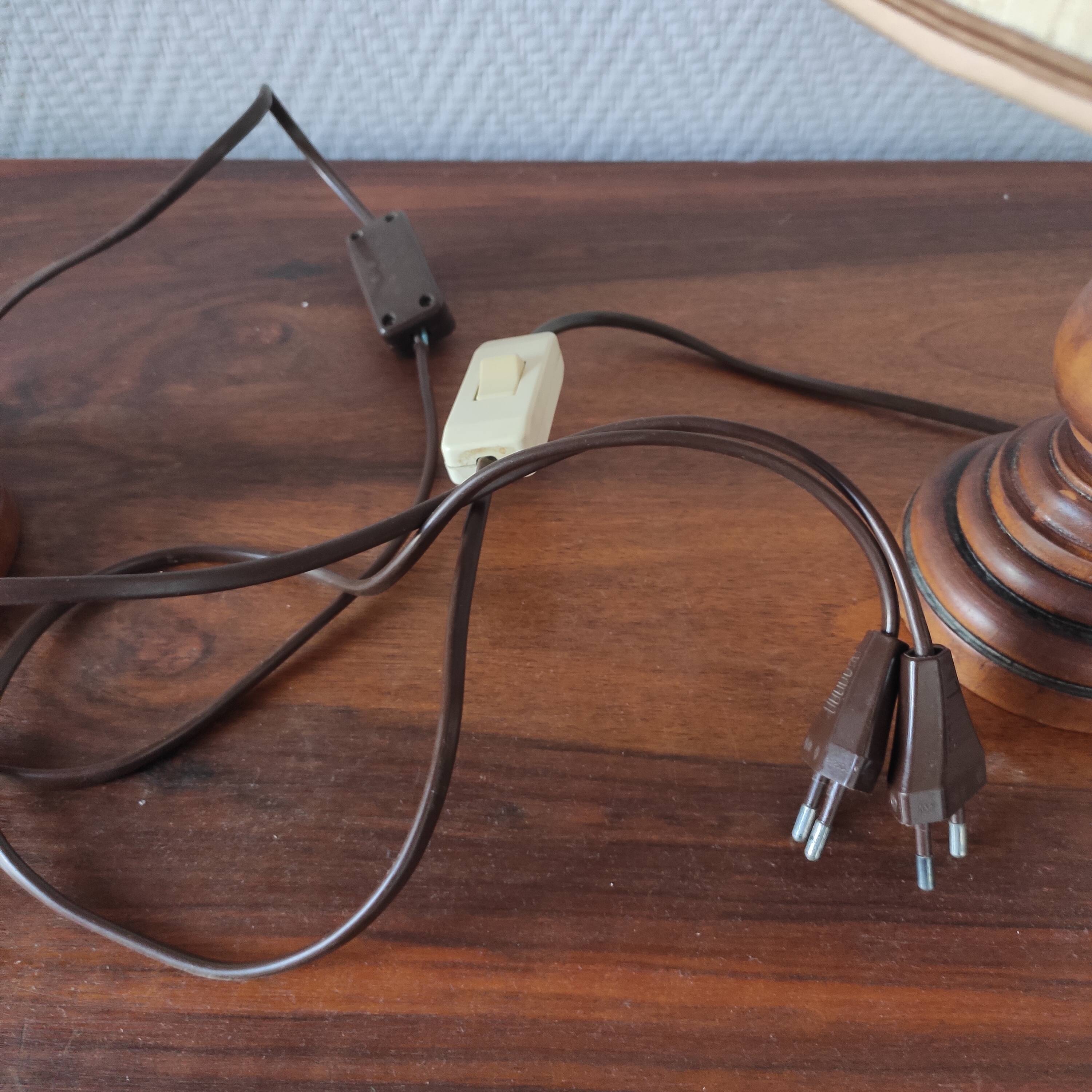 Pair of vintage turned wood lamps