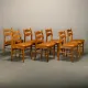 Razorblade style dining chairs by Henning Kjærnulf Oak and Leather Denmark