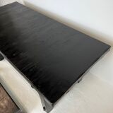 Brutalist elm table Wabi-sabi spirit and its 2 benches