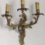 Magnificent Pair of French Antique Bronze Three-Light Acanthus Wall Sconces