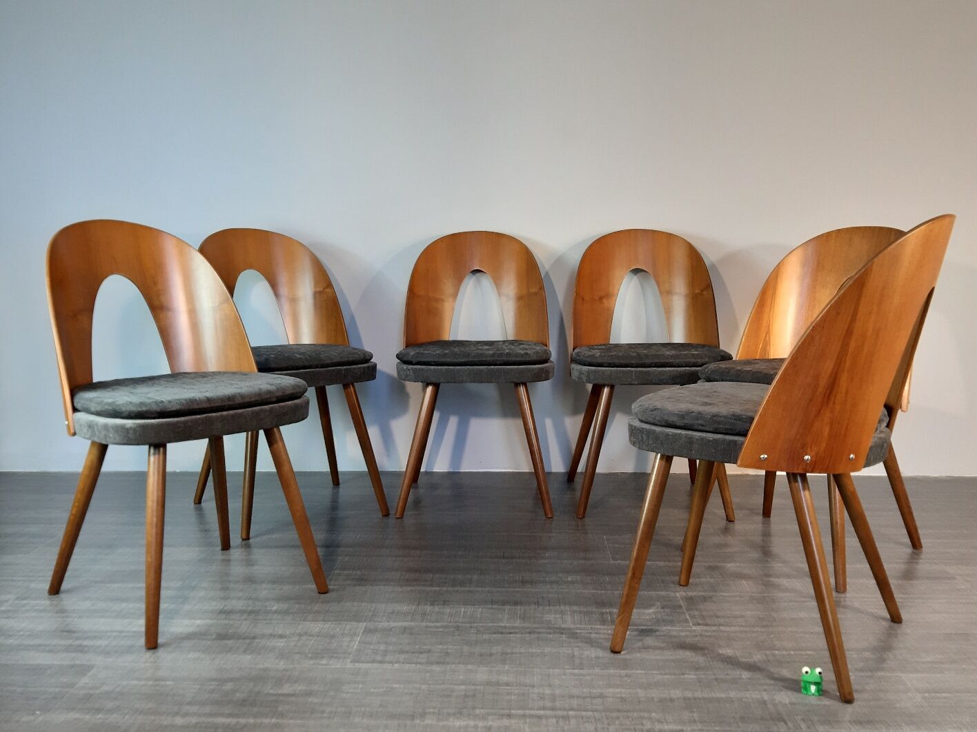 Set 6 chairs Walnut Suman by MIER, Mid-Century Czechoslovakia 1960 s